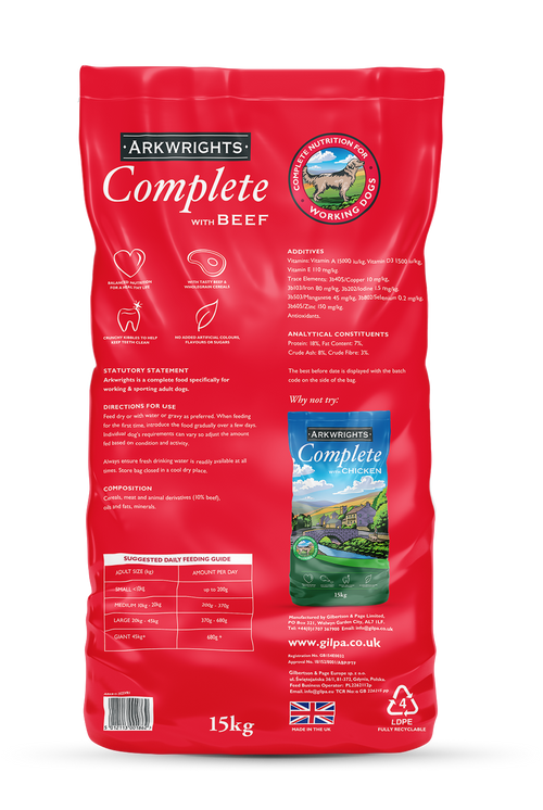 Arkwrights Complete Beef Dry Dog Food 15kg