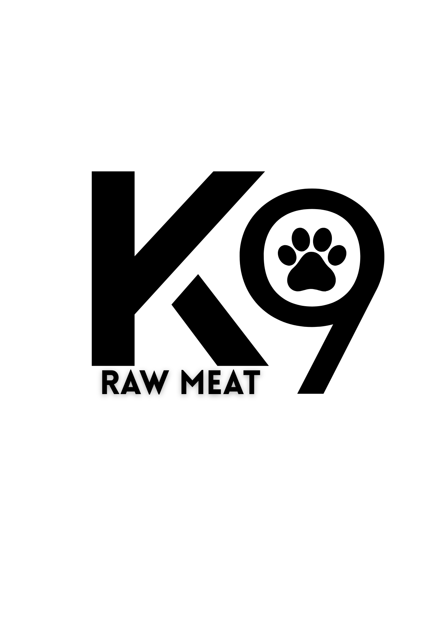 K9 Raw Meat brand logo with a paw print on a white background